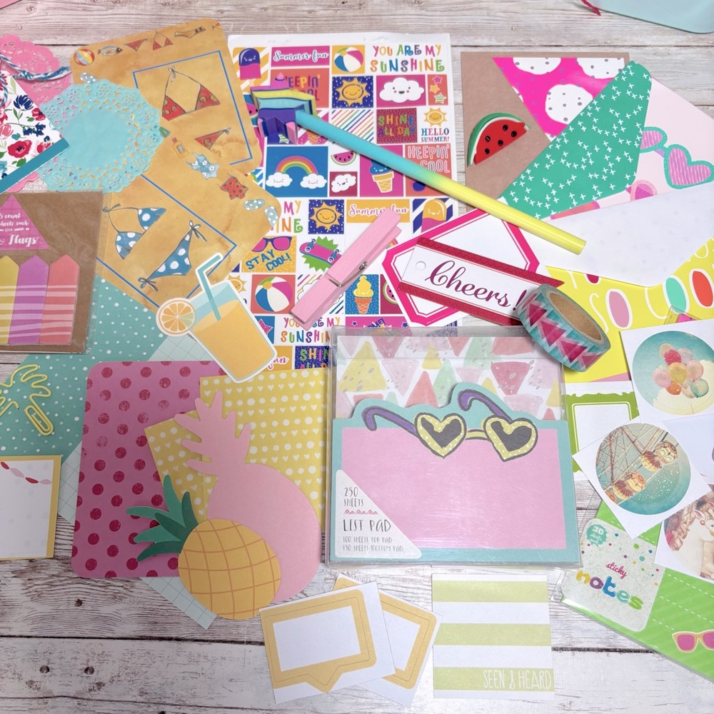 Summer Themed Junk Journal & Planner Decor Supplies Kit Scrapbook Lot Stationery - Picture 4 of 12